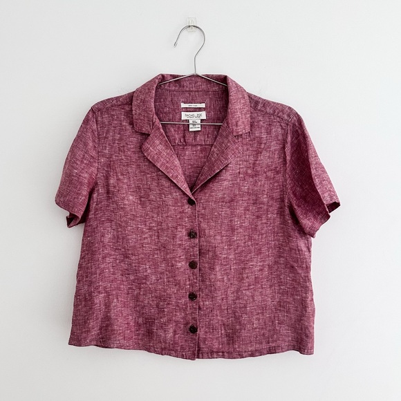 Rachel Zoe Button Down 100% Linen Short Sleeved Shirt - Picture 1 of 5